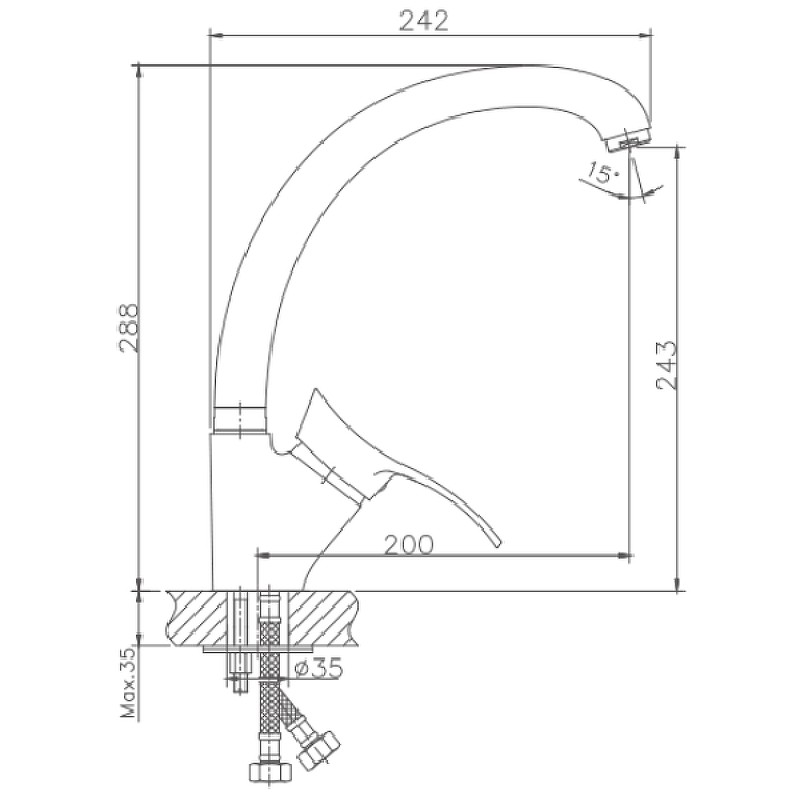 Приобрести haiba смеситель для кухни 288 мм, хром hb-4101