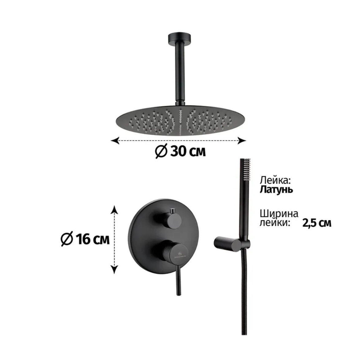 Приобрести grocenberg встраиваемая душевая система, черная матовая gb5099bl-4