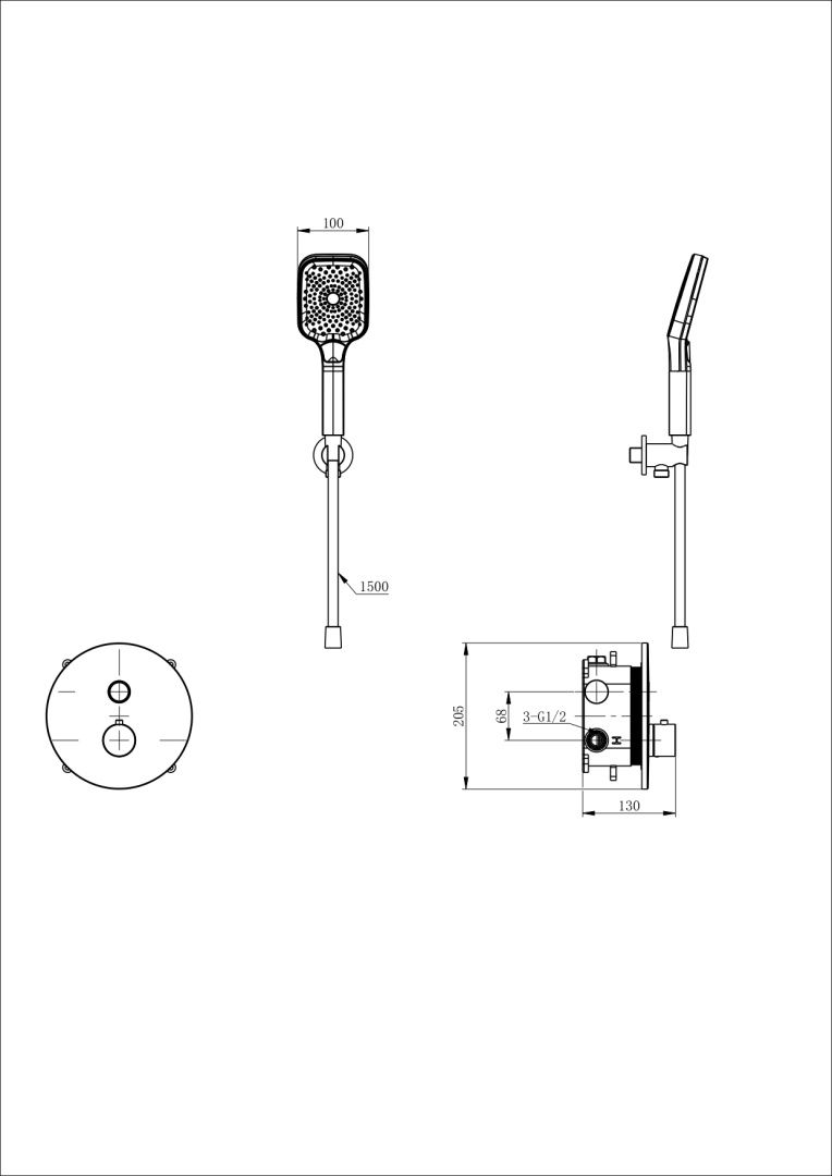 Приобрести смеситель для душа с термостатом встраиваемый wonzon & woghand, темный графит (ww-d1017-a-bgg)