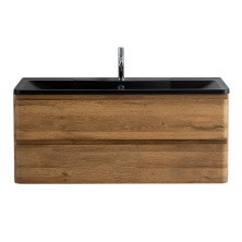 BelBagno Тумба с раковиной ALBANO 120 см, подвесная Rovere Rustico, чёрная раковина