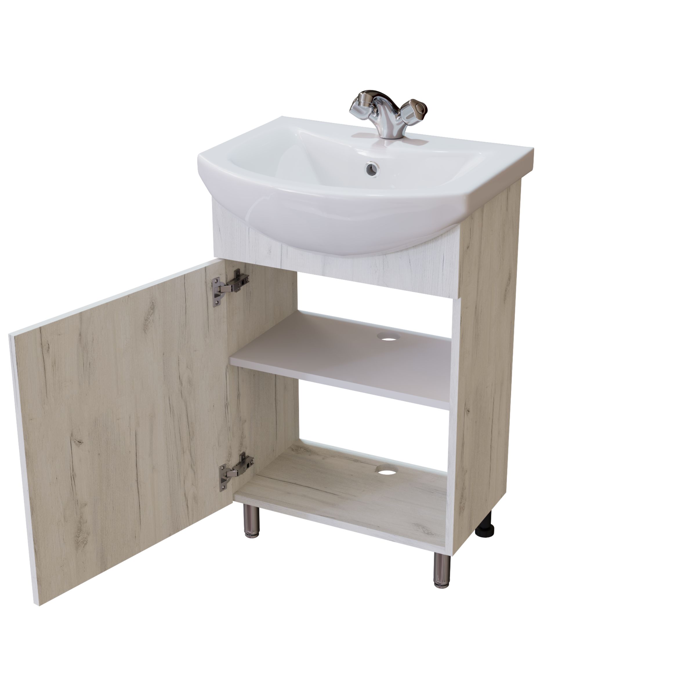 Приобрести mirsant тумба напольная nova grace 55 см с раковиной балтика-55, белый дуб ут000094608