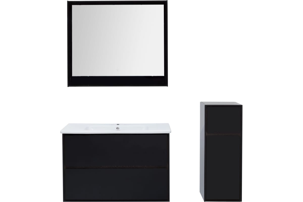 Приобрести aquanet тумба с раковиной милан 100 см, черный глянец