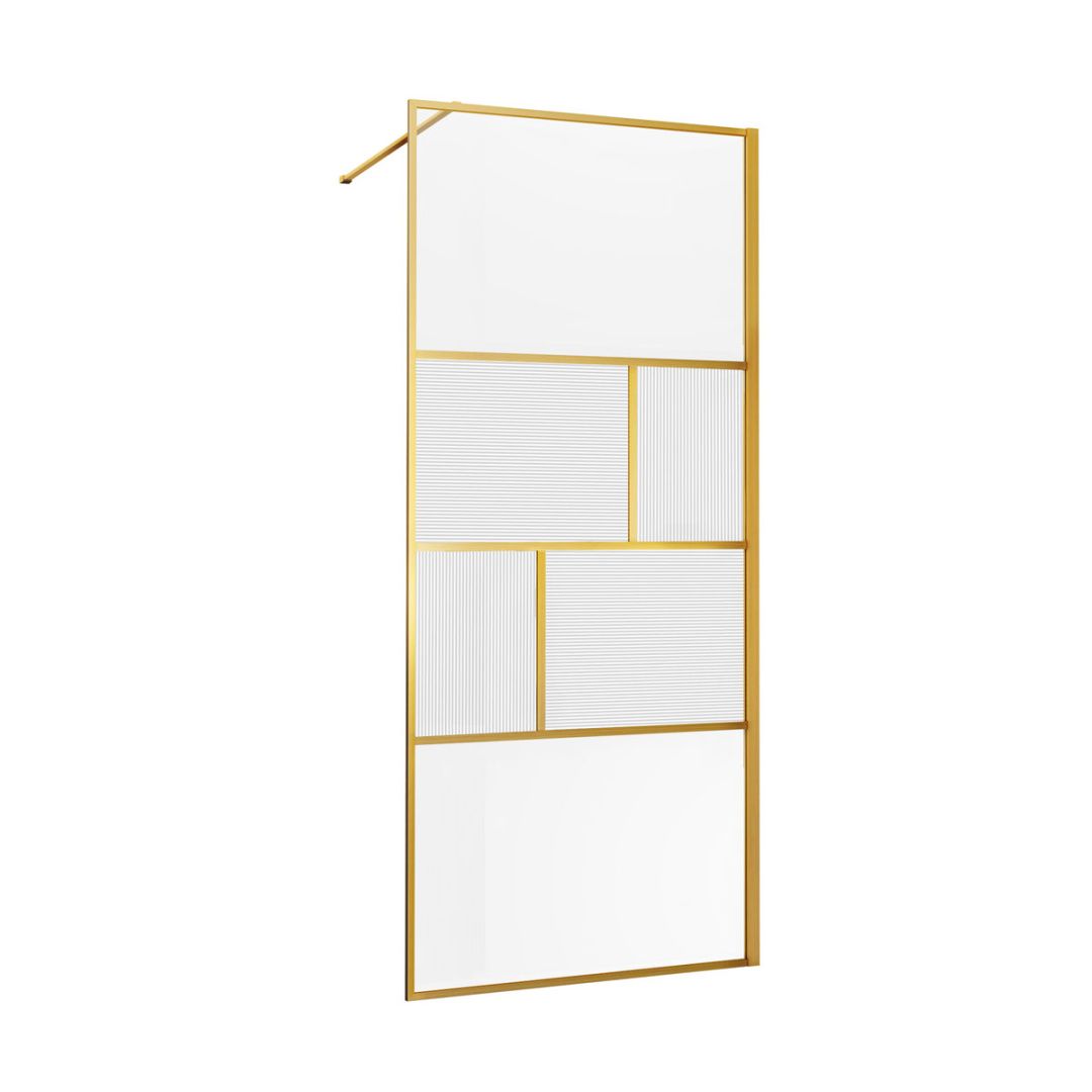 Приобрести vincea душевая перегородка walk-in 120 см, рифленое\прозрачное, брашированное золото vsw-1hc120cfbg