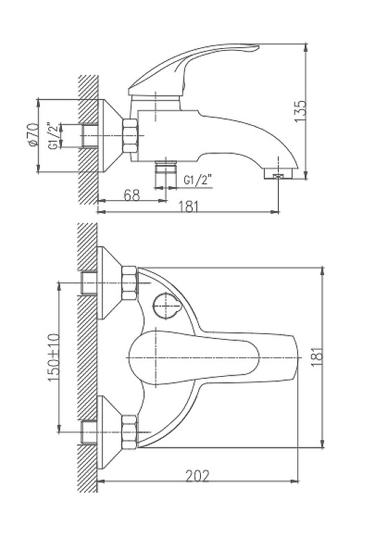 Приобрести haiba смеситель для ванны 181мм, хром hb-3221