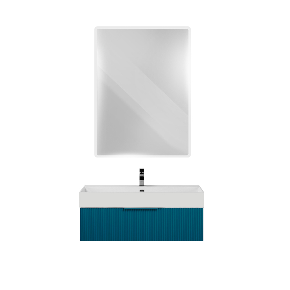 Приобрести cezares тумба подвесная с раковиной premium 90 см plisse blu petrolio, голубая 44423