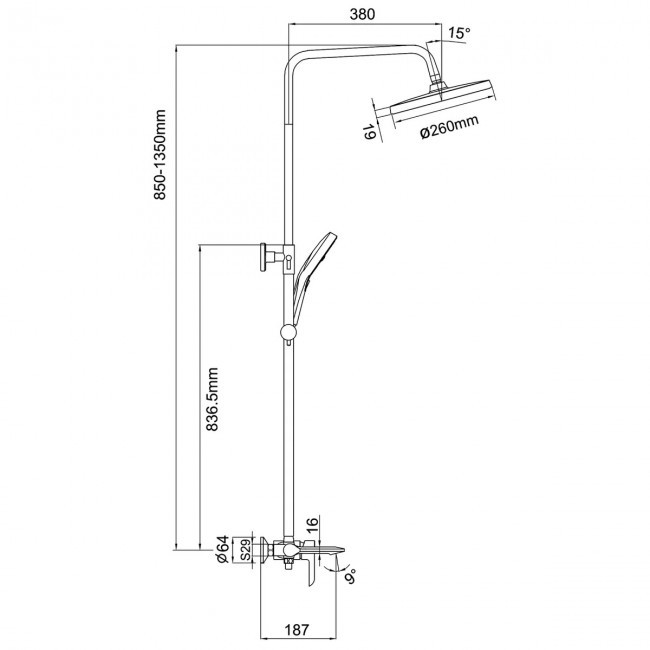 Приобрести gappo душевая система g2403-6 с изливом, черный\хром 35948