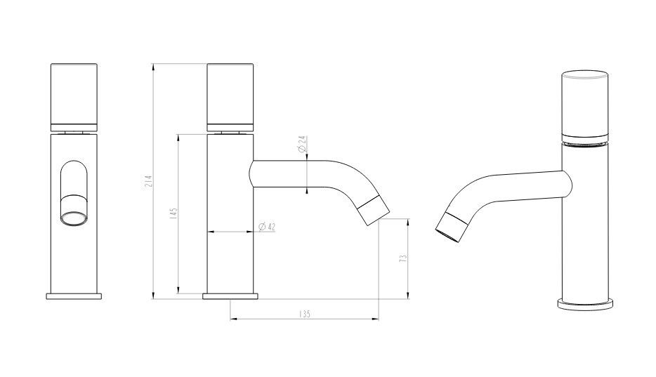 Приобрести boheme смеситель для раковины stick, черный матовый 121-bb
