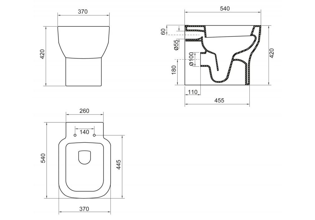 Приобрести belbagno унитаз приставной безободковый vaso bb127cb