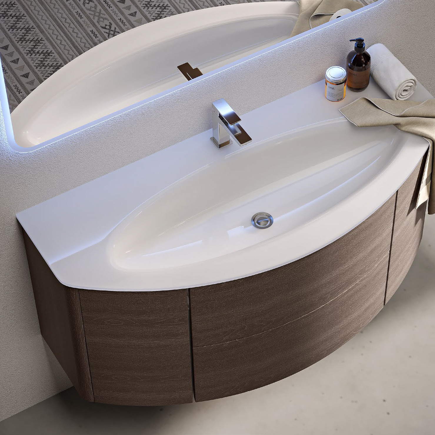 Приобрести cezares тумба подвесная с раковиной eden 121 см rovere scuro soft, коричневая 54408