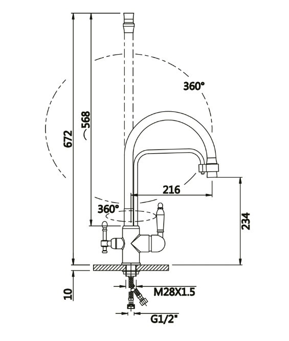 Приобрести смеситель для кухни vieir kitchen с гибким изливом, серый сатин v15006g