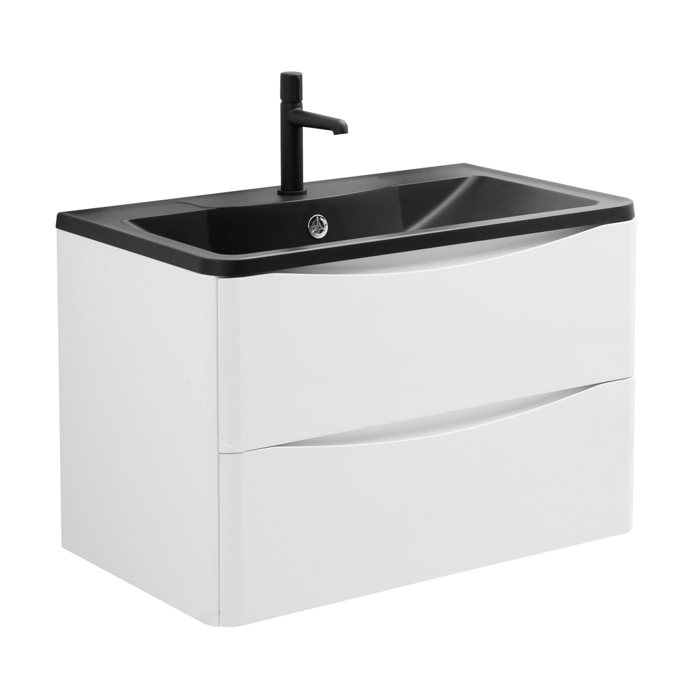 Приобрести belbagno тумба с раковиной acqua 80 см, подвесная bianco lucido, чёрная раковина