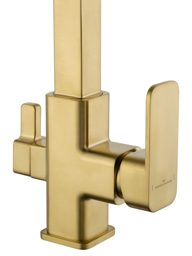 Приобрести смеситель для кухни с гибким изливом и подключением фильтра wonzon & woghand, брашированное золото (ww-88458012-bg（mw))