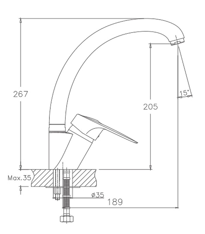 Приобрести haiba смеситель для кухни 267 мм, хром hb-4104
