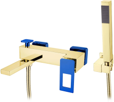 Boheme Смеситель для ванны Q, золото\синий 143-GUV