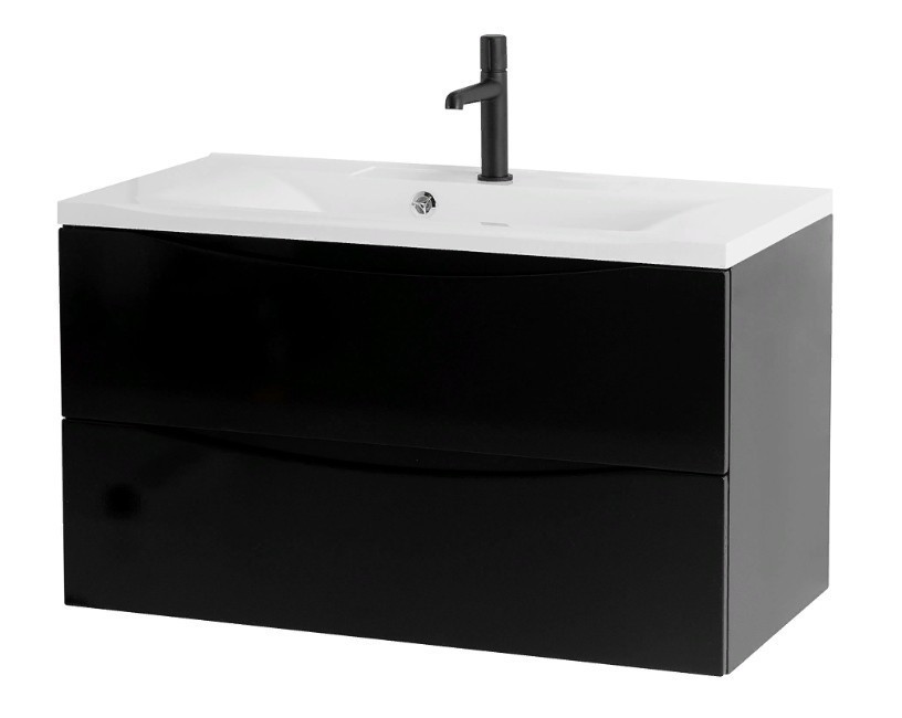 Приобрести тумба подвесная с раковиной belbagno marino-900-2c-so-nl-p 90 см, nero lucido