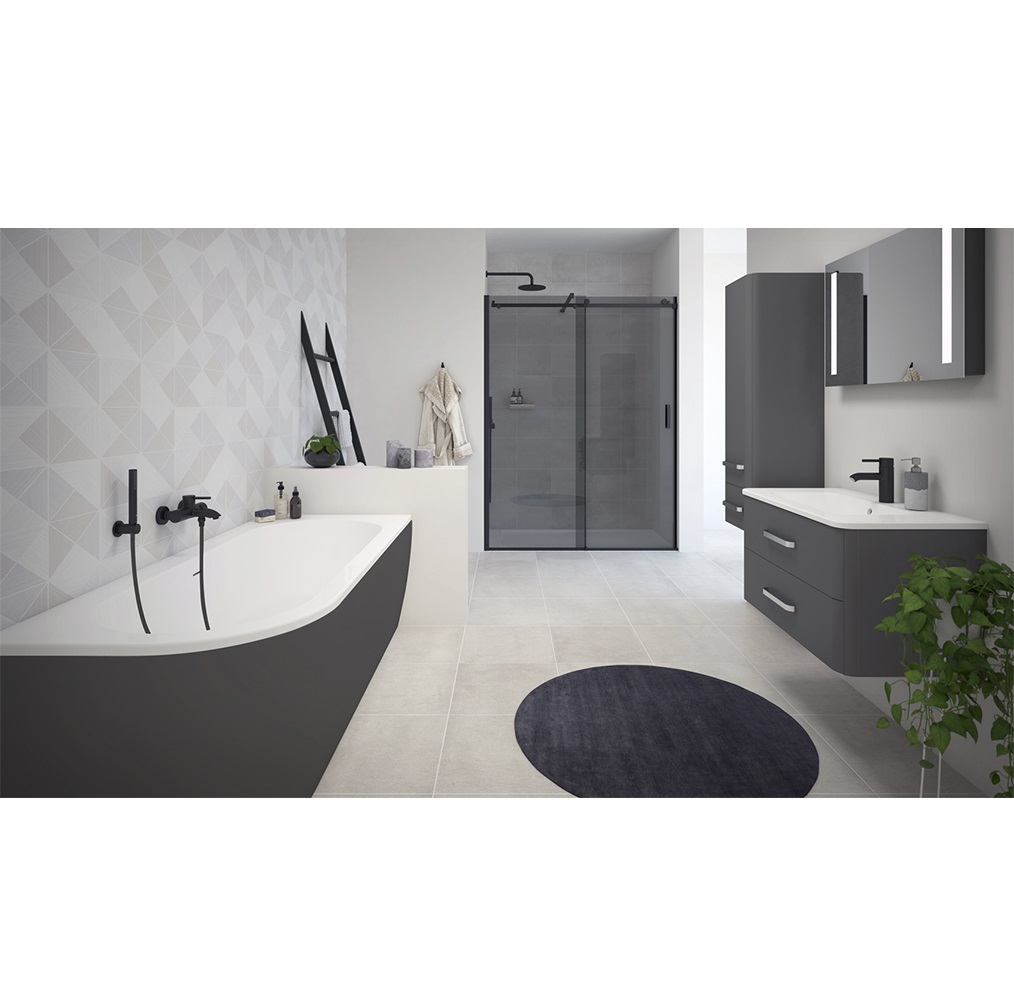 Приобрести cezares акриловая ванна slim corner 180х80 см, черная slim corner-180-80-60-r-nero-set