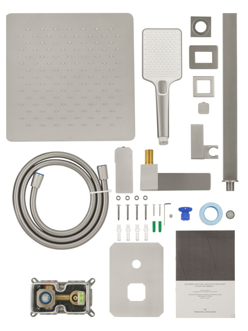 Приобрести душевая система встраиваемая wonzon & woghand stick, брашированный никель (ww-88939017-bn)