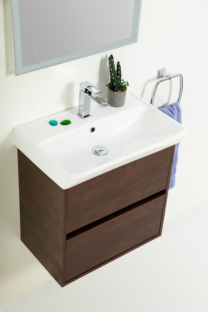 Приобрести belbagno тумба с раковиной neon 50 см, подвесная rovere scuro, белая раковина