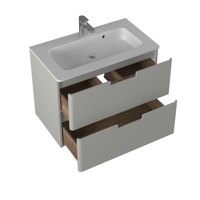 Приобрести briz тумба подвесная с раковиной prato light 80 см, светло серая, матовая, т18-80