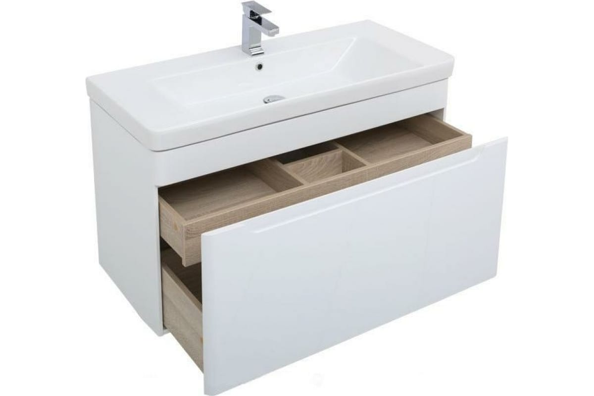Приобрести aquanet тумба с раковиной софия 105 см, белая глянец (2 ящика)