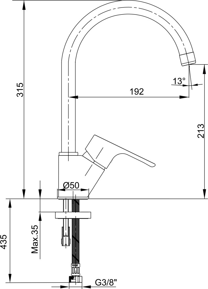 Приобрести смеситель для кухни e.c.a. niobe 102118098ex