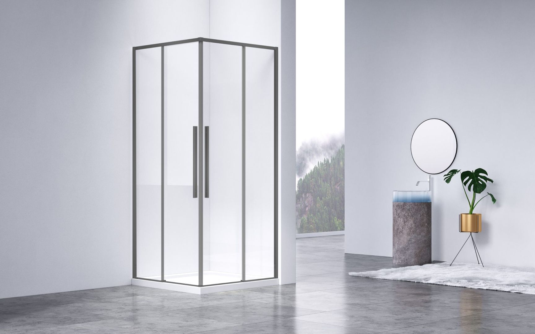 Приобрести vincea душевое ограждение slim-n 90х90 см, прозрачное, оружейная сталь vss-4sn900clgm