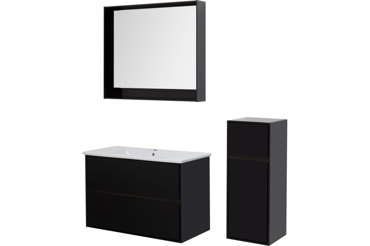 Приобрести aquanet тумба с раковиной милан 100 см, черный глянец