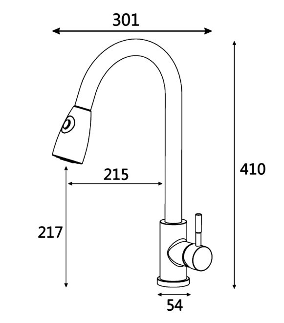 Приобрести смеситель для кухни vieir kitchen 390 мм, с вытяжной лейкой, серый сатин v15023