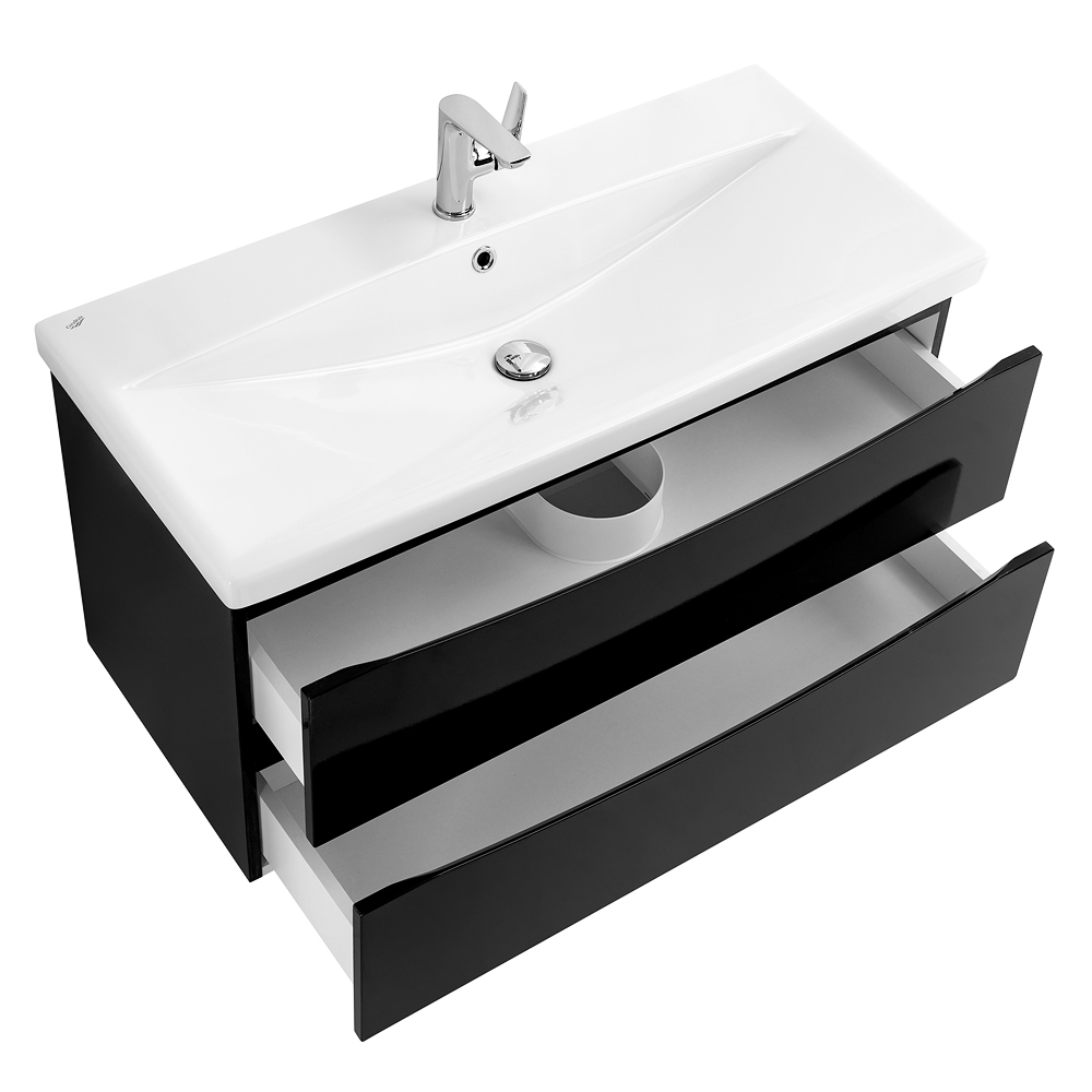 Приобрести belbagno тумба с раковиной marino-cer 90 см, подвесная nero lucido, белая раковина