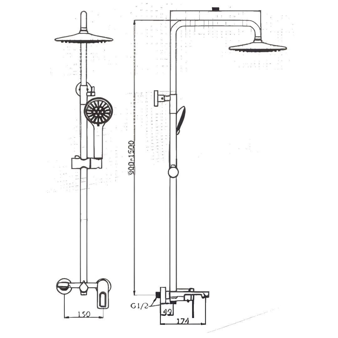 Приобрести душевая система vieir, bacio 1500 мм, хром v293562