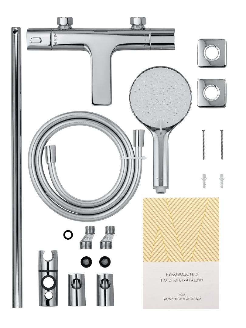 Приобрести смеситель для ванны с душем и термостатом wonzon & woghand solid, хром (ww-c2011-a-cr)