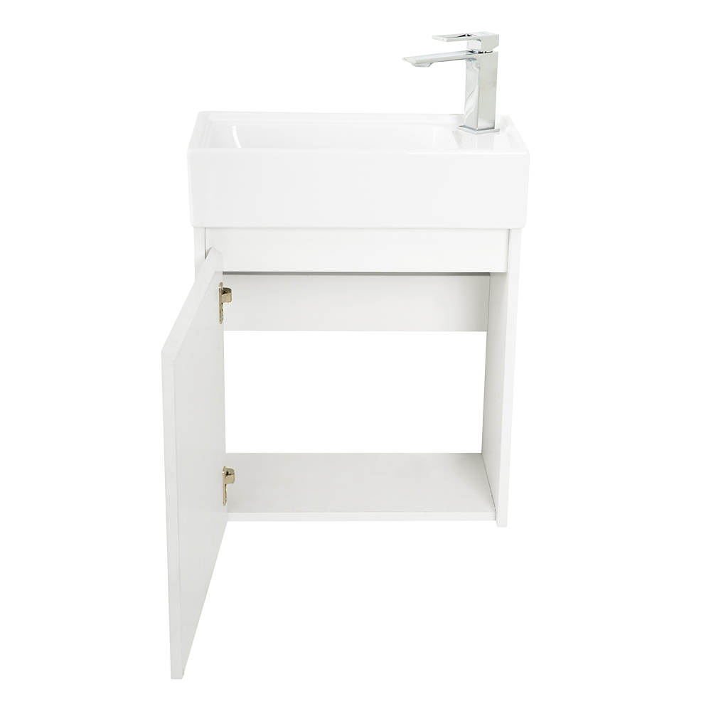 Приобрести belbagno тумба с раковиной kraft mini 50 см, подвесная bianco opaco левосторонняя, белая раковина