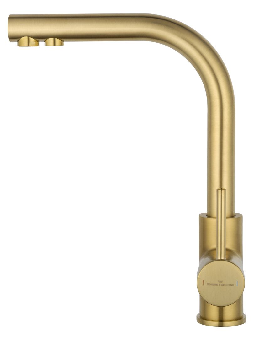 Приобрести смеситель для кухни c подключением фильтра wonzon & woghand, брашированное золото (ww-88458005-bg)