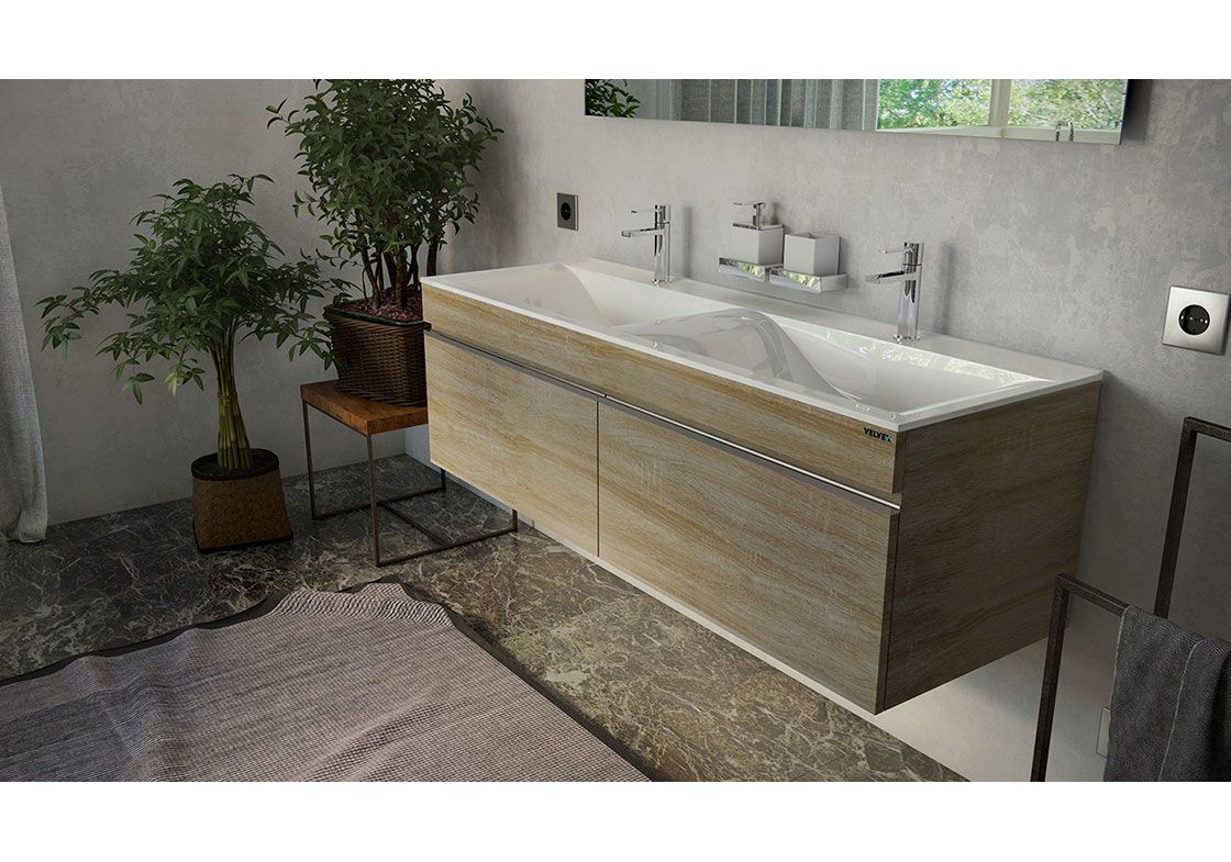 Приобрести тумба подвесная с раковиной velvex pulsus 140 см tppul.140-25, дуб сонома