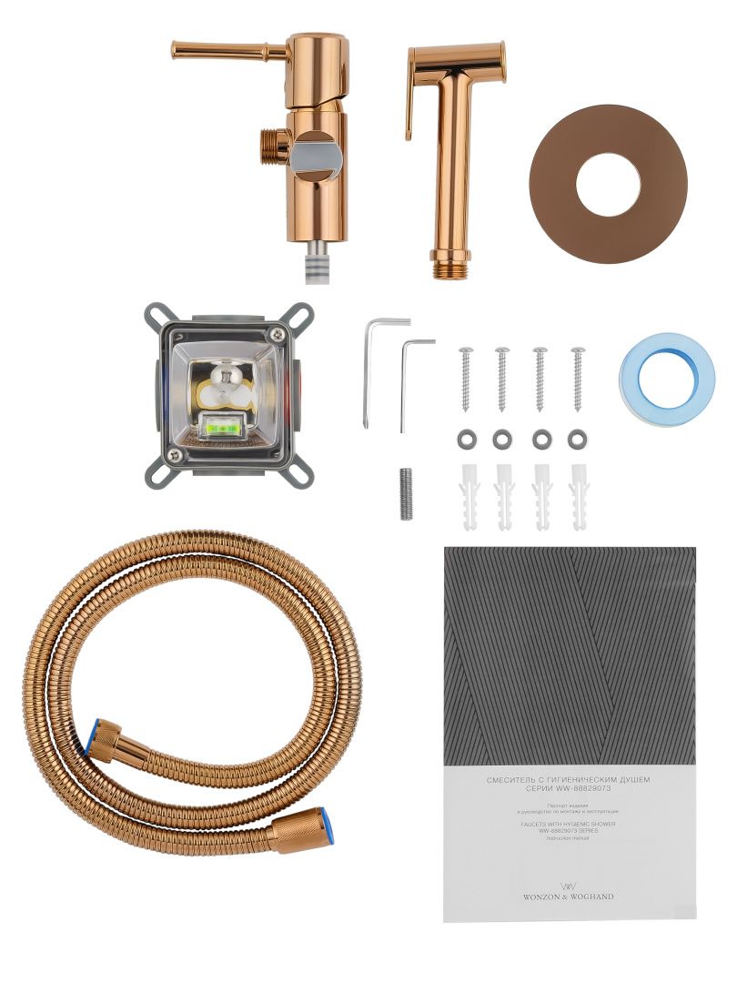 Приобрести смеситель с гигиеническим душем встраиваемый wonzon & woghand tor, розовое золото (ww-88829073-rg)