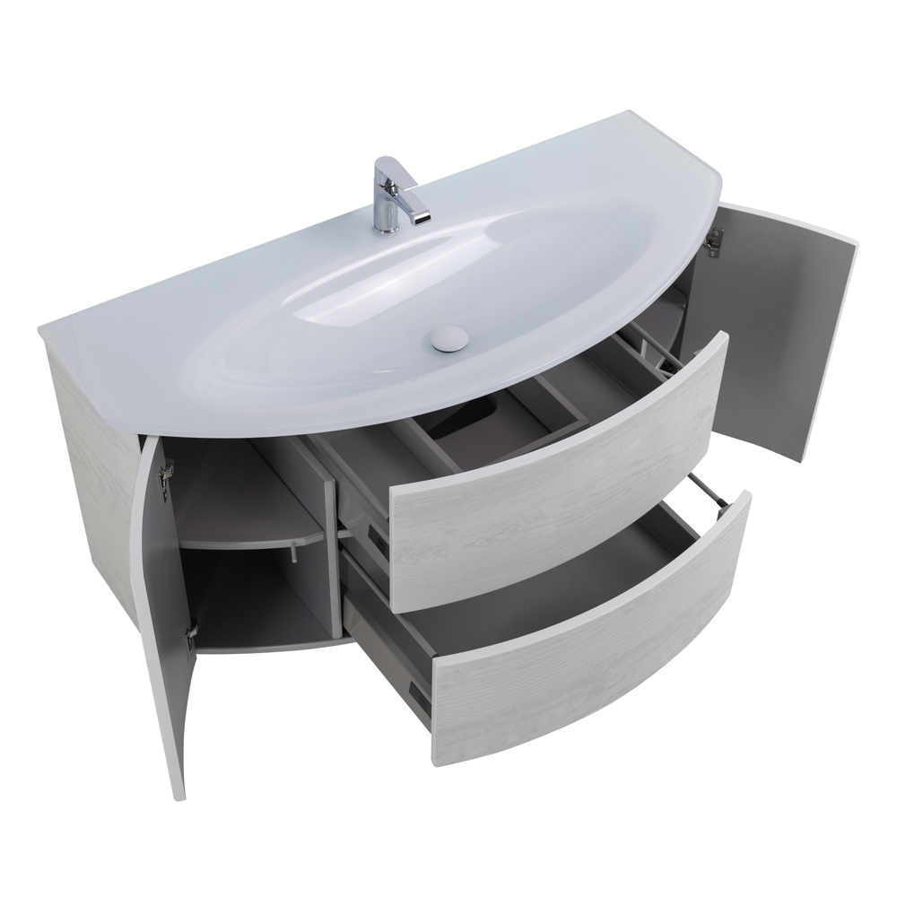 Приобрести cezares тумба подвесная с раковиной eden 121 см frassino bianco,стекло, светло серая 54418