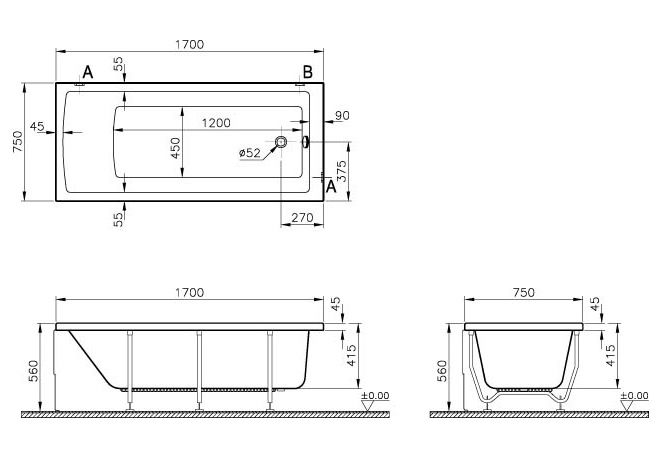 Приобрести ванна акриловая vitra neon 170x75 см