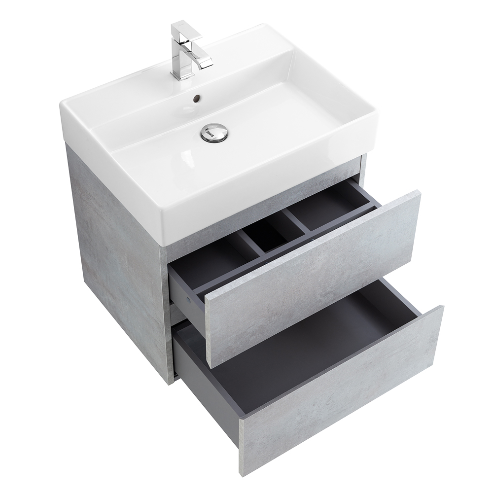 Приобрести cezares тумба подвесная с раковиной molveno 46 60 см beton, бетон molveno 46-60-2c-so-bet