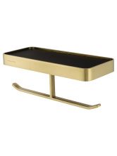 Двойной держатель для туалетной бумаги с полкой WONZON & WOGHAND LOTTE, Брашированное золото (WW-8356A-BG)