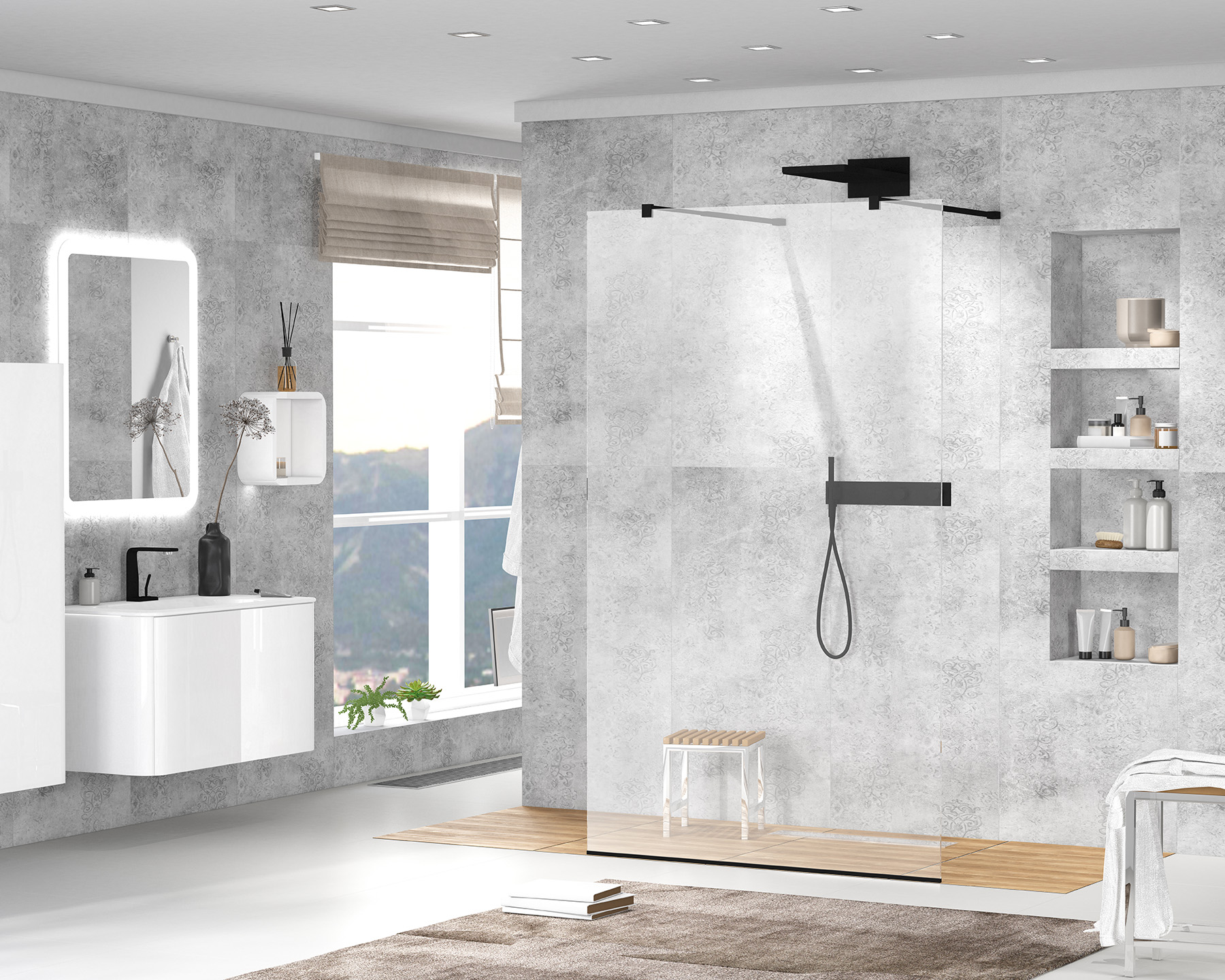 Приобрести cezares душевая перегородка liberta 100 см, черный liberta-l-2-100-c-nero