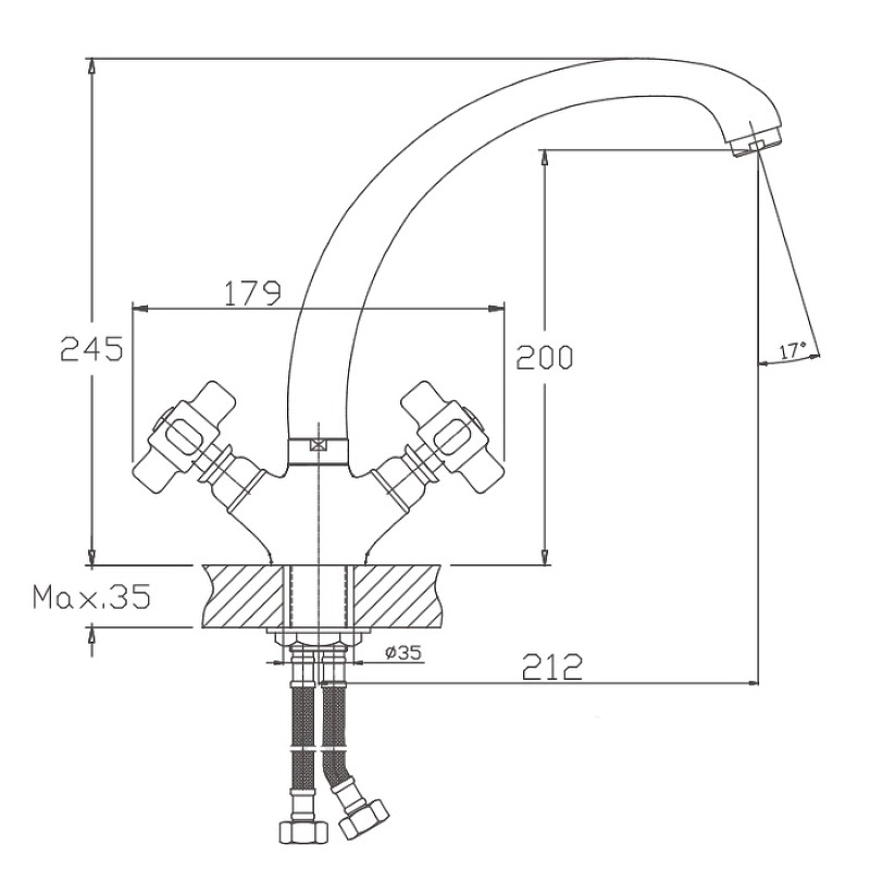 Приобрести haiba смеситель для кухни 245мм, хром hb-4218