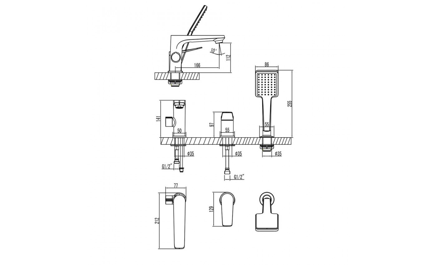 Приобрести lemark смеситель на борт ванны bronx, 3 отверстие, хром lm3745gm