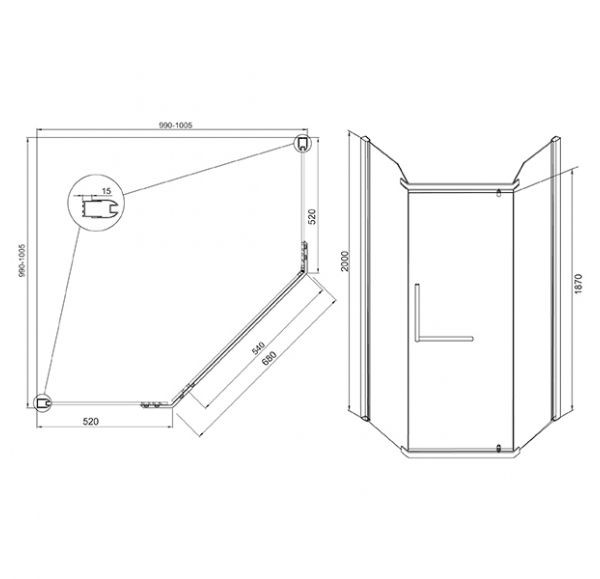 Приобрести ограждение душевое mirsant arena pentagon 100х100 см хром/прозрачное
