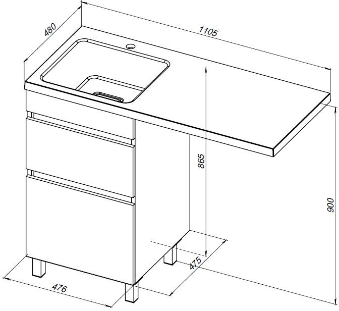 Приобрести aquanet тумба с раковиной вега 48 см, белая глянец