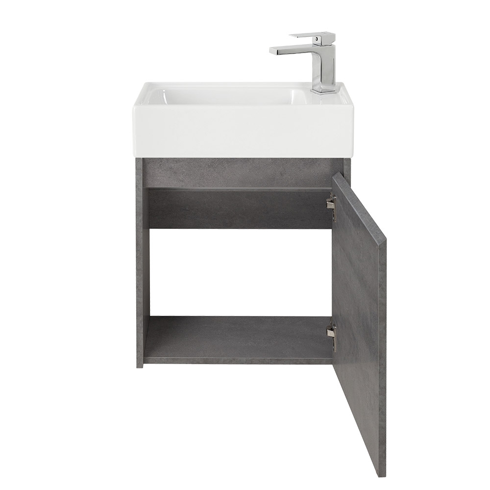 Приобрести belbagno тумба с раковиной kraft mini 50 см, подвесная cemento grigio левосторонняя, белая раковина