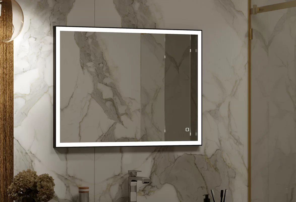 Приобрести continent зеркало с подсветкой solid black 80х60 см, черное