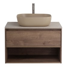 BelBagno Тумба со столешницей KRAFT 80 см с ящиком и полкой, подвесная Rovere Tabacco