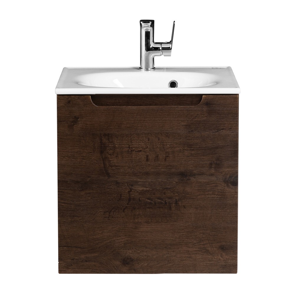 Приобрести belbagno тумба с раковиной etna 50 см, подвесная с дверцей, левая rovere moro, белая раковина