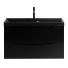 BelBagno Тумба с раковиной MARINO 80 см, подвесная Nero Lucido, чёрная раковина