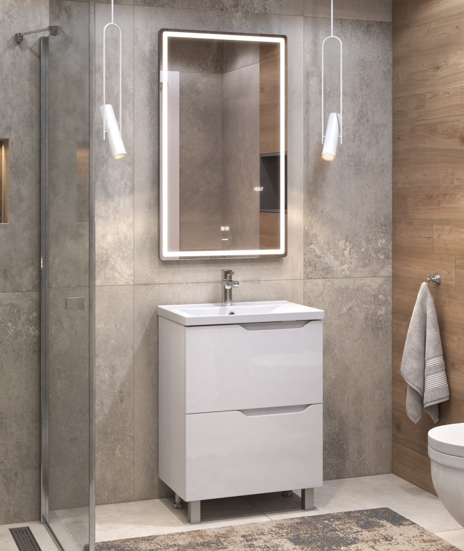 Приобрести vigo тумба с раковиной neo 60см, 2 ящика, напольная, белая tn.neo.9696.60.2y